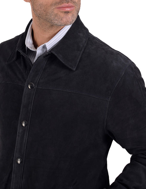 Camisola de piel en color Azul Marino, marca Perry Ellis para Caballero.
